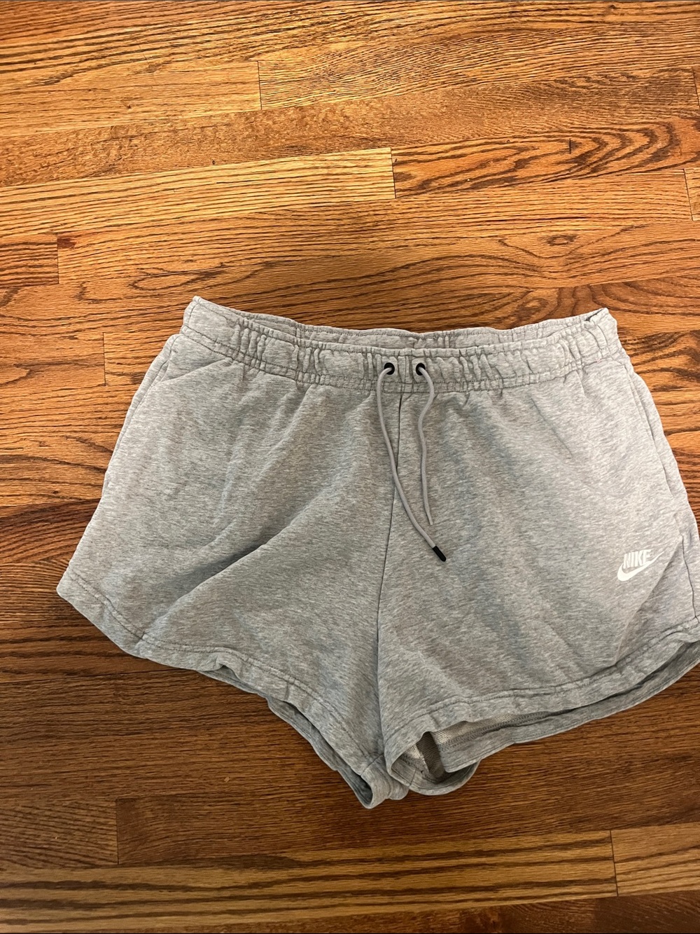 Nike Women's Light Gray Elastic-Waist Athletic Shorts